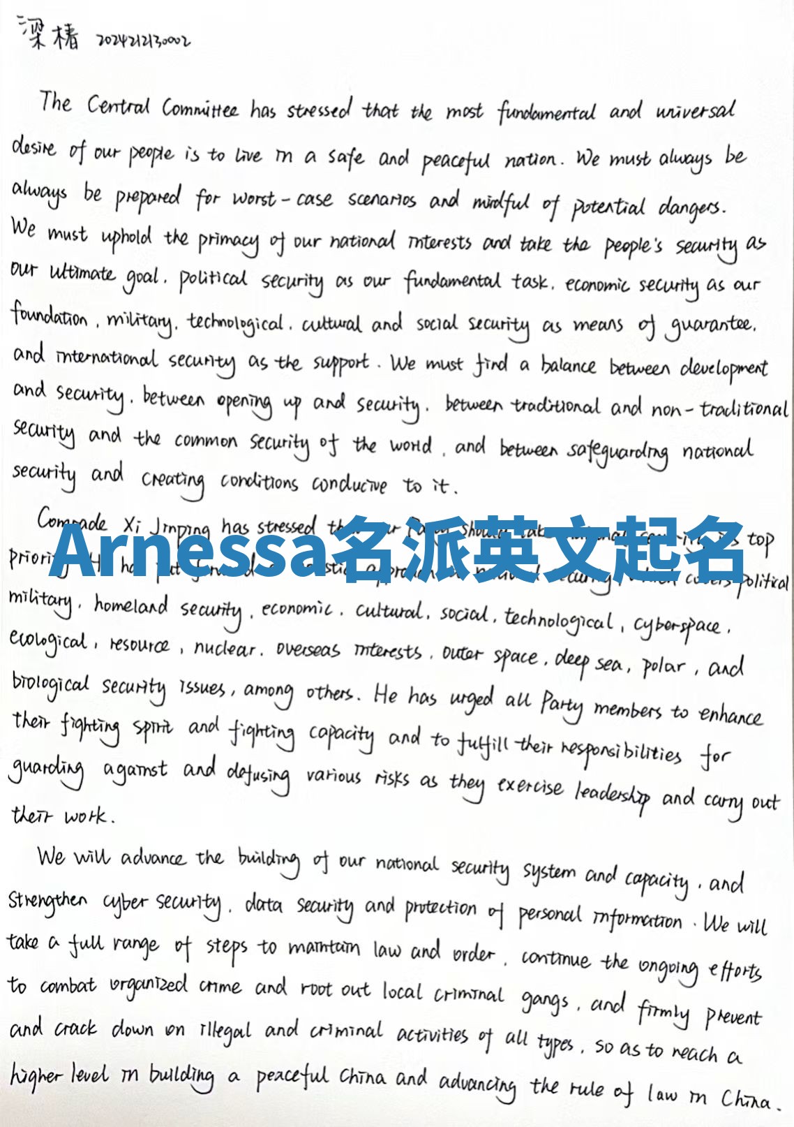 Arnessa名派英文起名