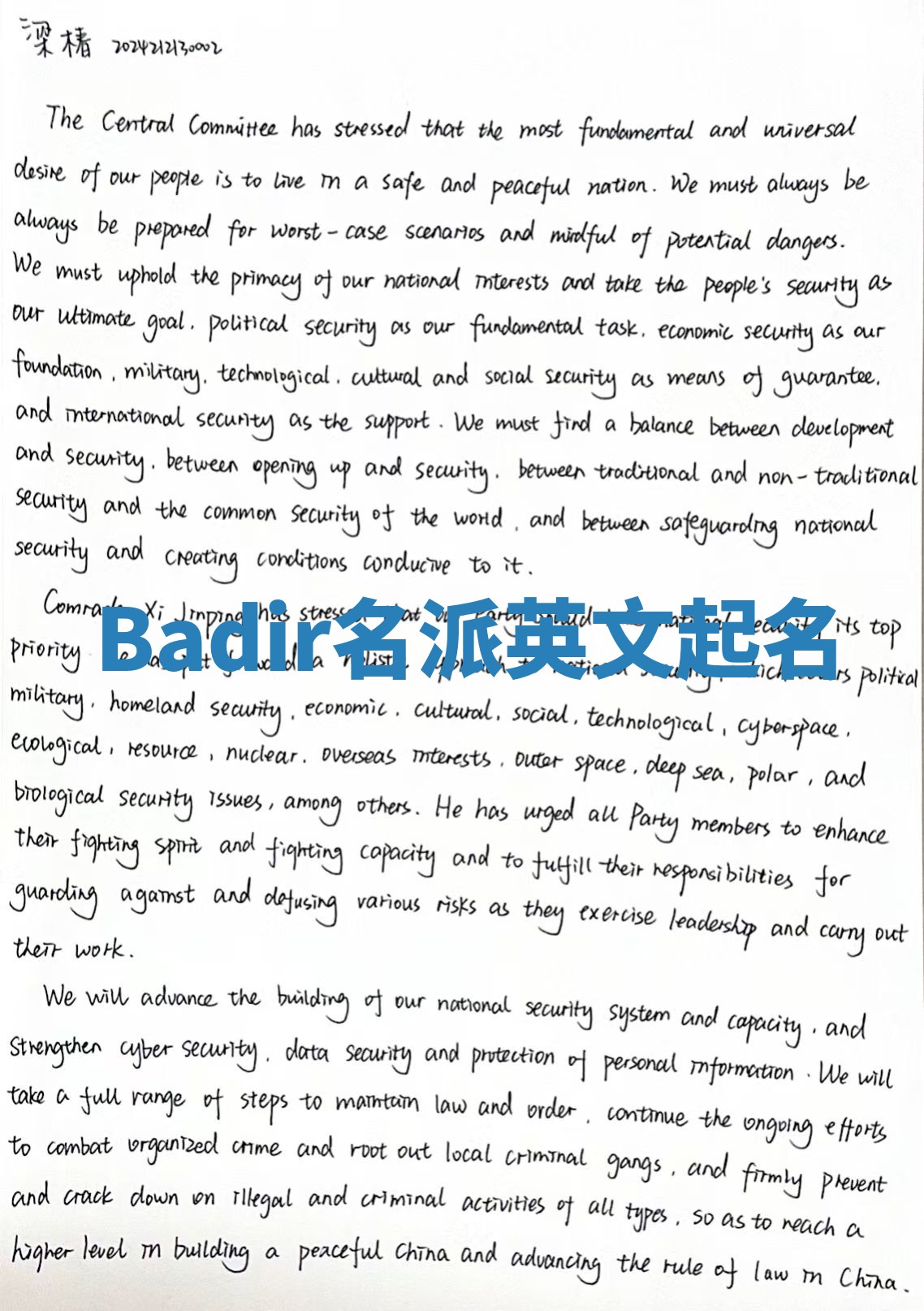 Badir名派英文起名