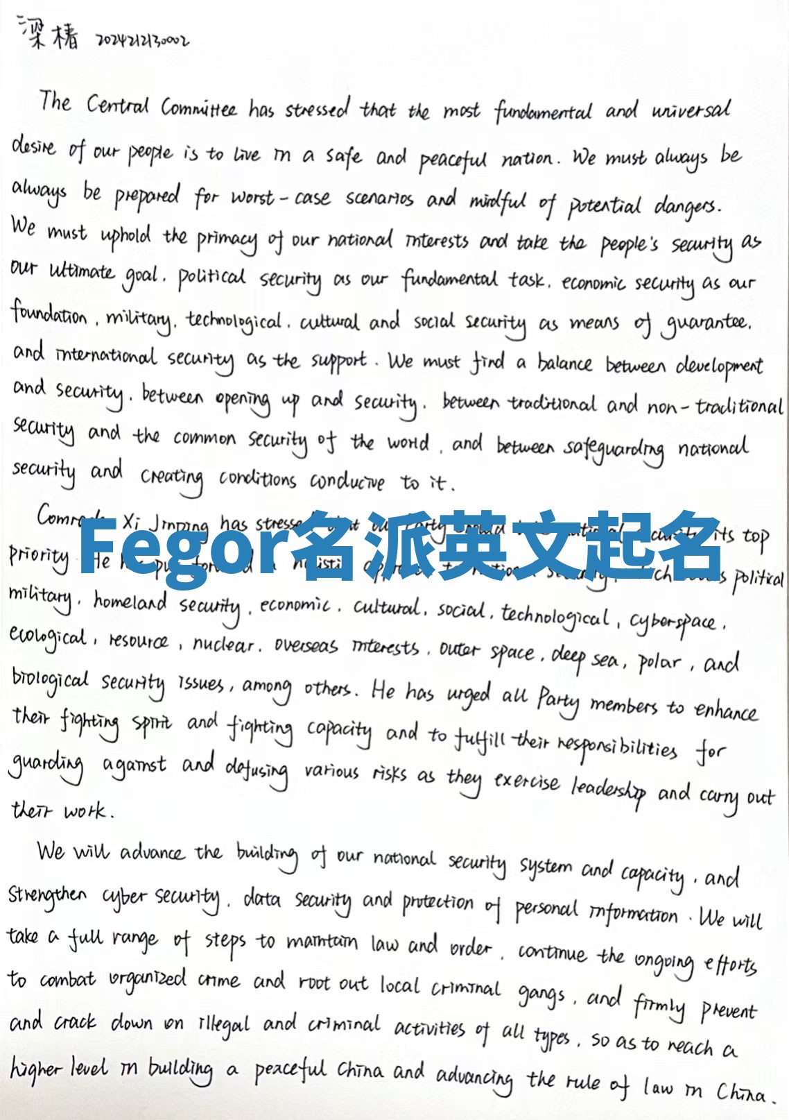 Fegor名派英文起名