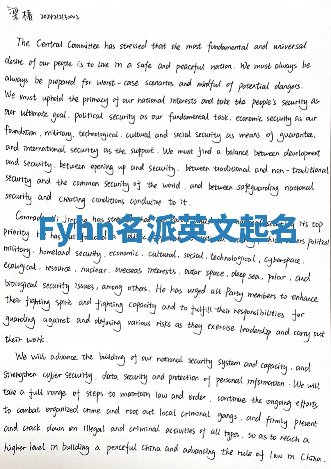 Fyhn名派英文起名