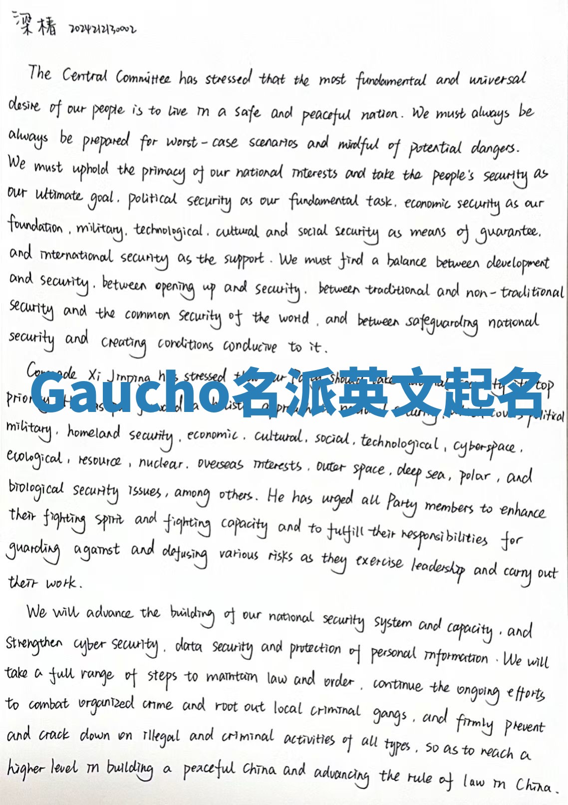 Gaucho名派英文起名