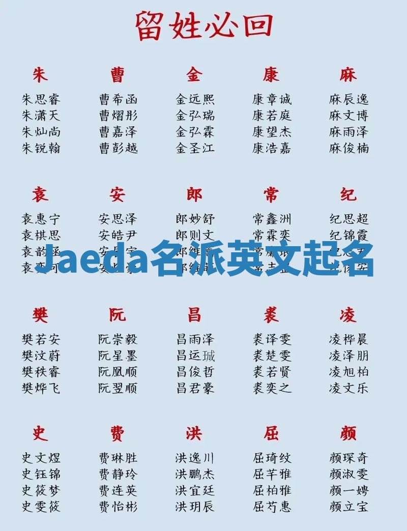 Jaeda名派英文起名