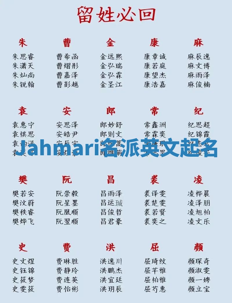 Jahmari名派英文起名