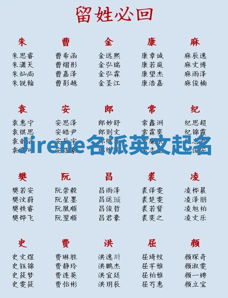 Jirene名派英文起名