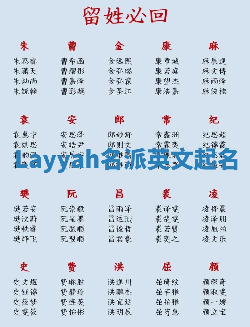 Layyah名派英文起名