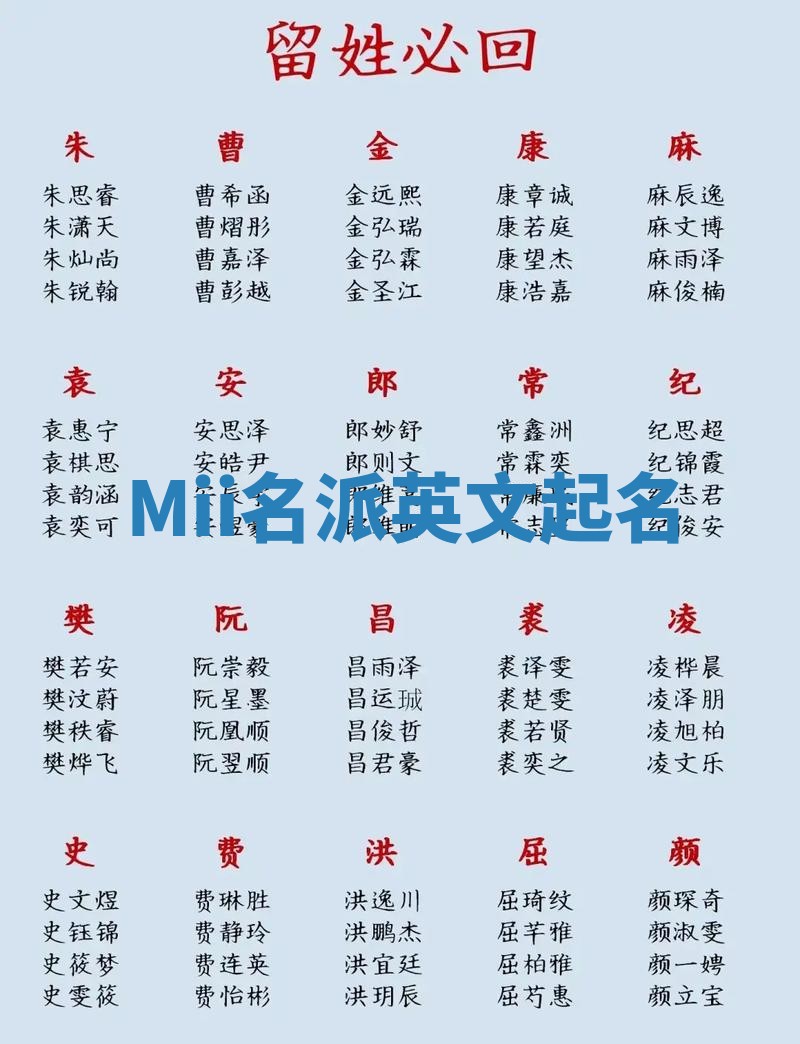 Mii名派英文起名