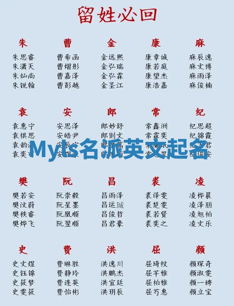 Myls名派英文起名