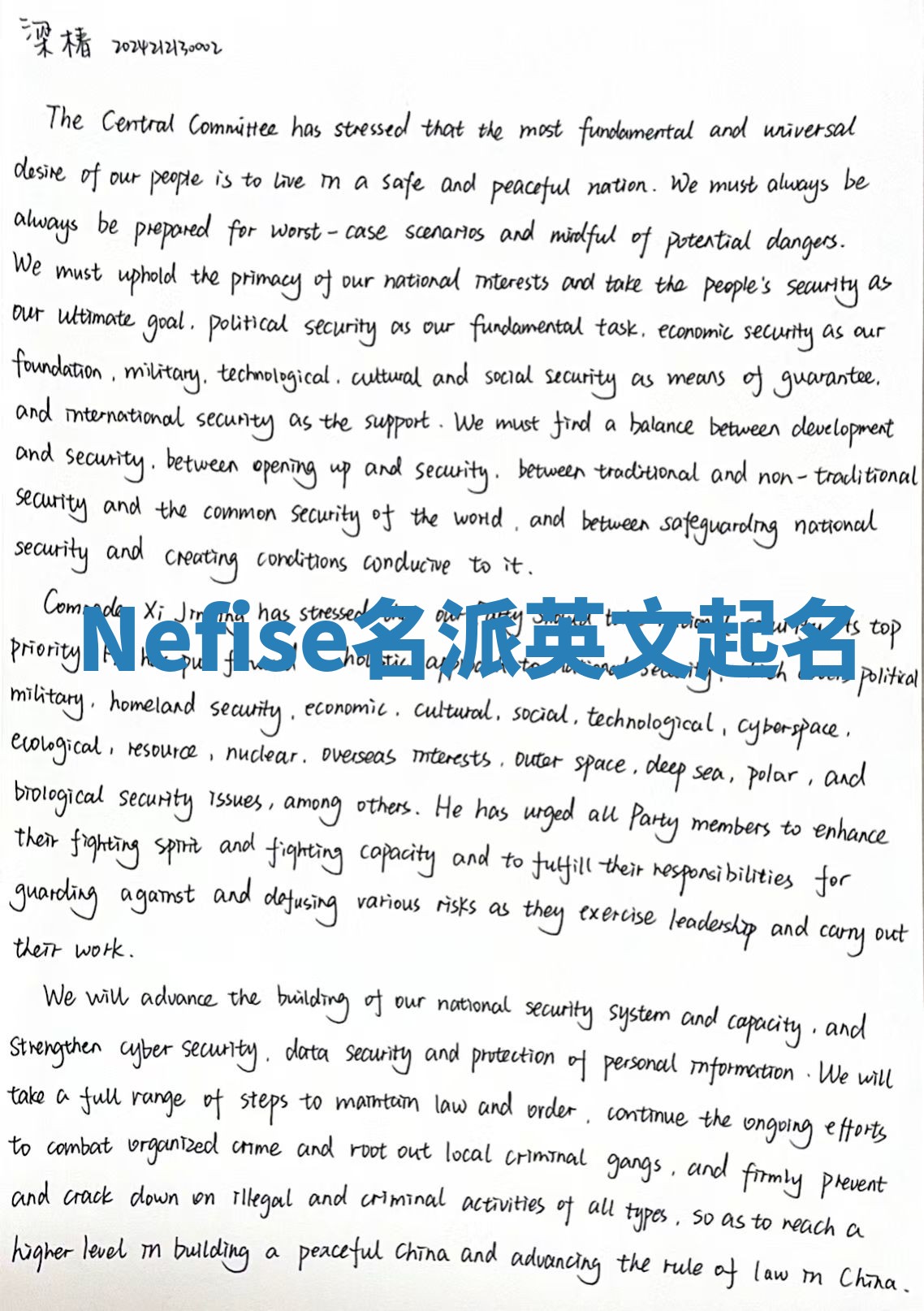 Nefise名派英文起名