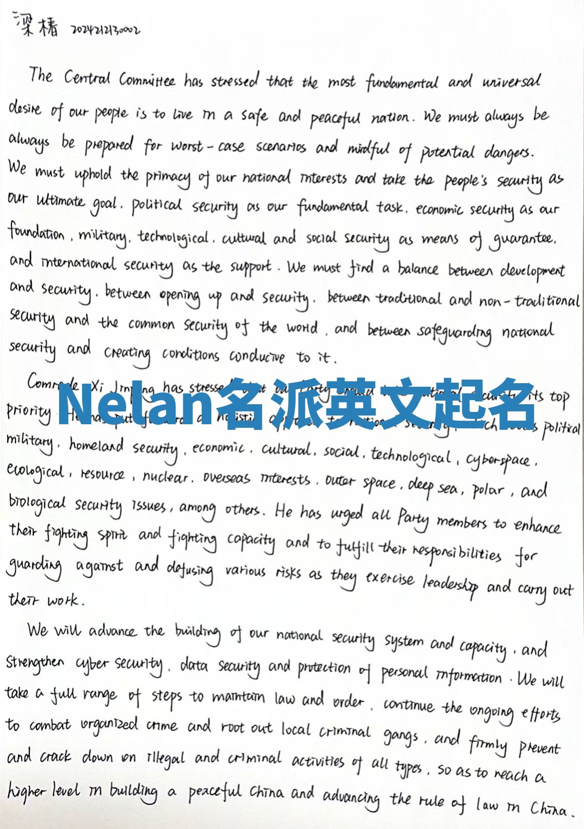 Nelan名派英文起名