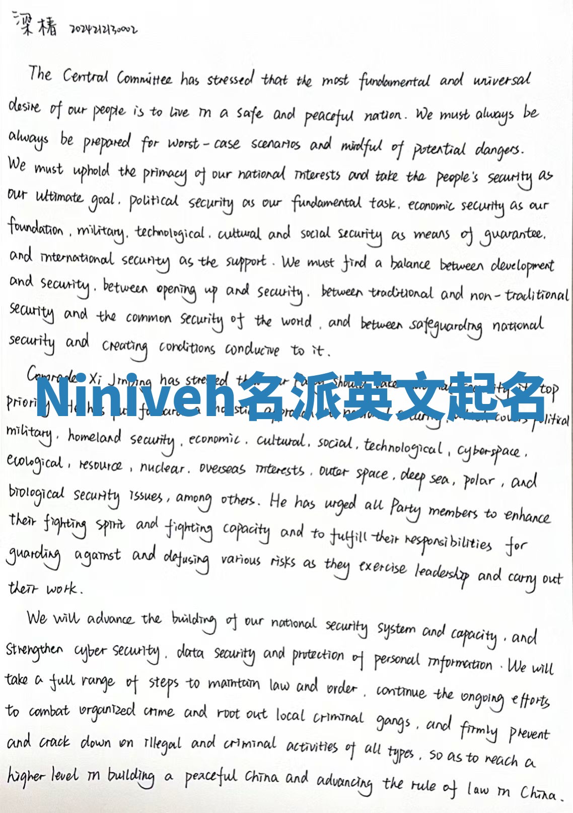 Niniveh名派英文起名