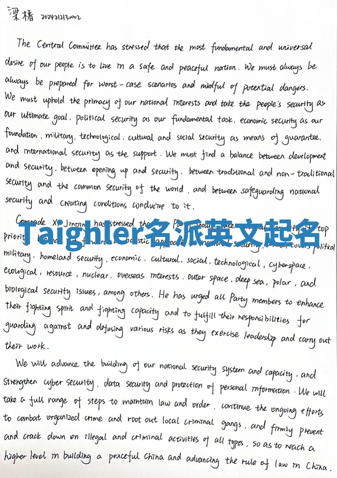 Taighler名派英文起名
