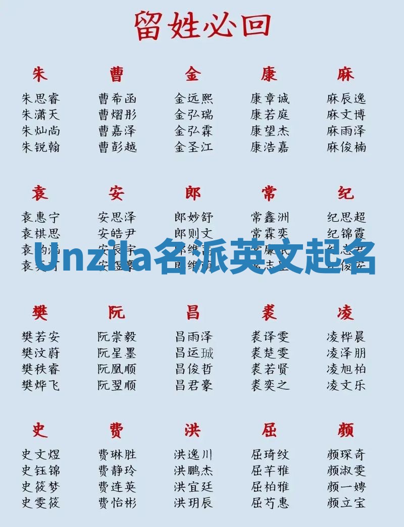 Unzila名派英文起名