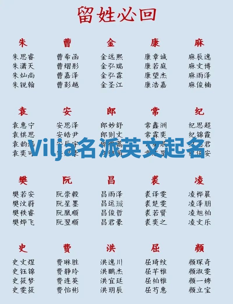 Vilja名派英文起名
