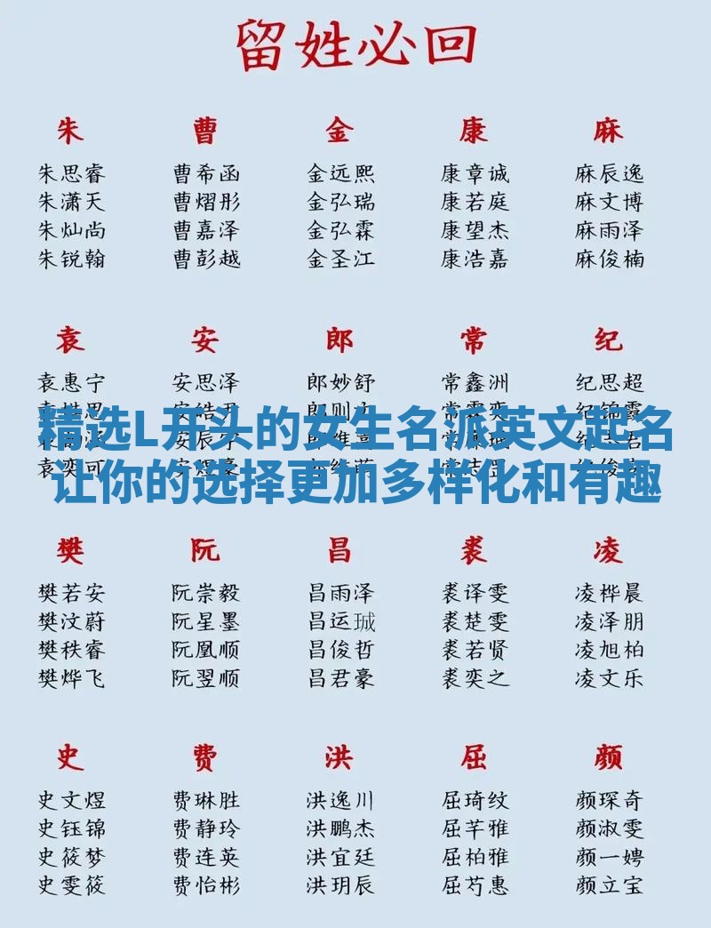 精选L开头的女生名派英文起名让你的选择更加多样化和有趣